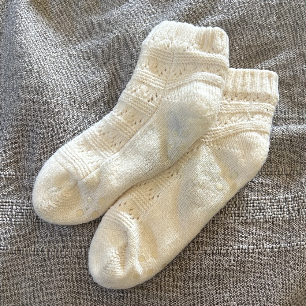 Knit Slipper socks Fleece lining | Ivory